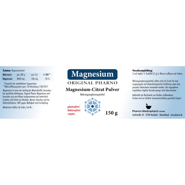Magnesium-Citrat 150 g Etikett